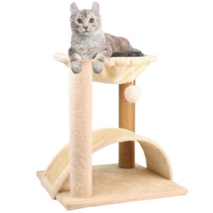 CATZY H | Cama Colgante para Gato + Rascador Curvo + Poste Rascador + Juguete Pelota de Felpa