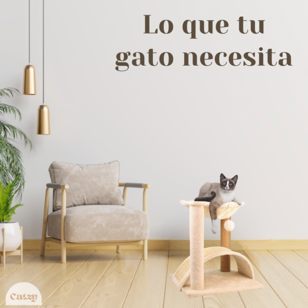 CATZY H | Cama Colgante para Gato + Rascador Curvo + Poste Rascador + Juguete Pelota de Felpa - Image 8