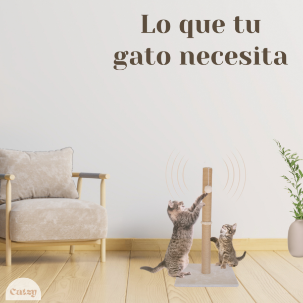 CATZY A | Poste Alto Rascador para Gato 73 cm + Juguete Pelota de Felpa - Image 2