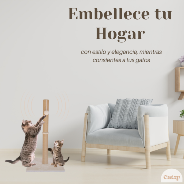 CATZY A | Poste Alto Rascador para Gato 73 cm + Juguete Pelota de Felpa - Image 7