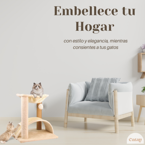 CATZY H | Cama Colgante para Gato + Rascador Curvo + Poste Rascador + Juguete Pelota de Felpa - Image 6