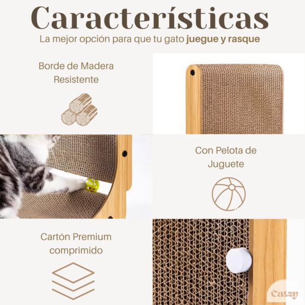Catzy I Tabla Rascadora en Escuadra L de 70 cm Juguete Rascador para Gato Catnip - Image 3