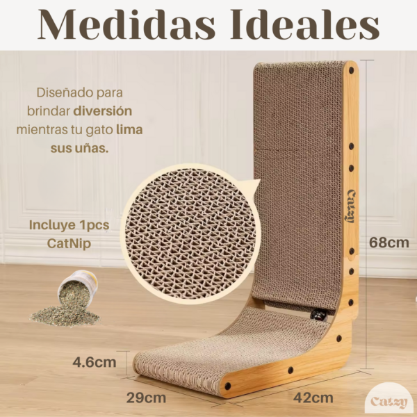 Catzy I Tabla Rascadora en Escuadra L de 70 cm Juguete Rascador para Gato Catnip - Image 2