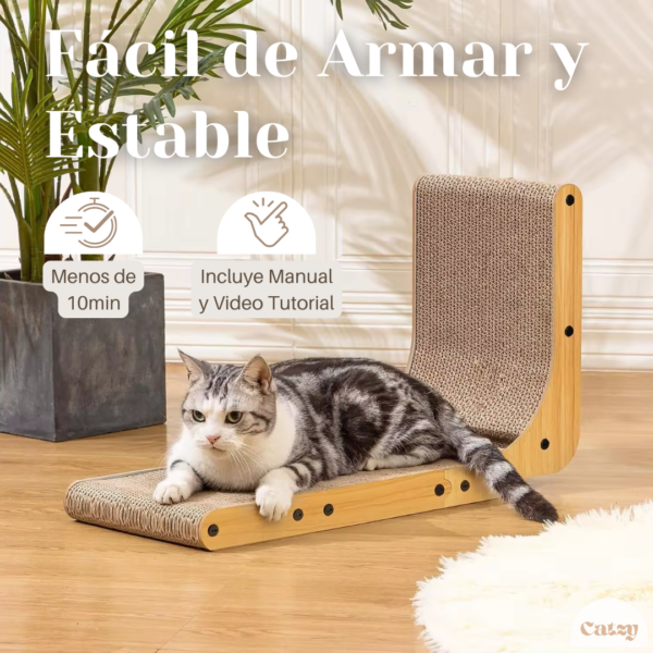 Catzy I Tabla Rascadora en Escuadra L de 70 cm Juguete Rascador para Gato Catnip - Image 6
